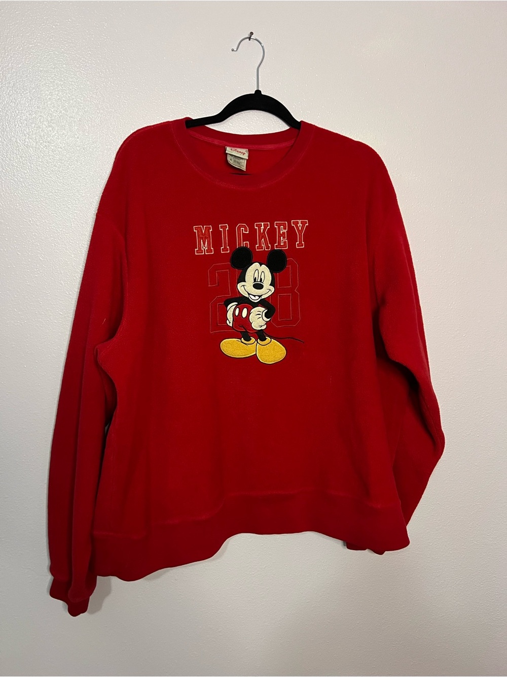 Disney Store Adult Mickey Mouse Red Fleece Sweatshirt Vintage 1990's Size XL